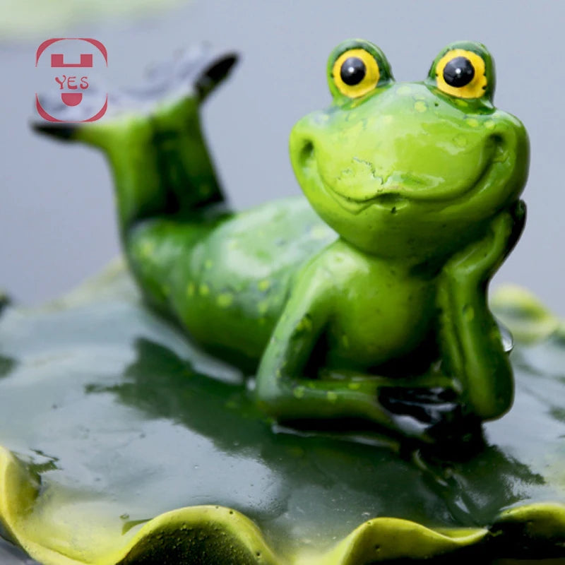 Charming Resin Floating Frog Statue