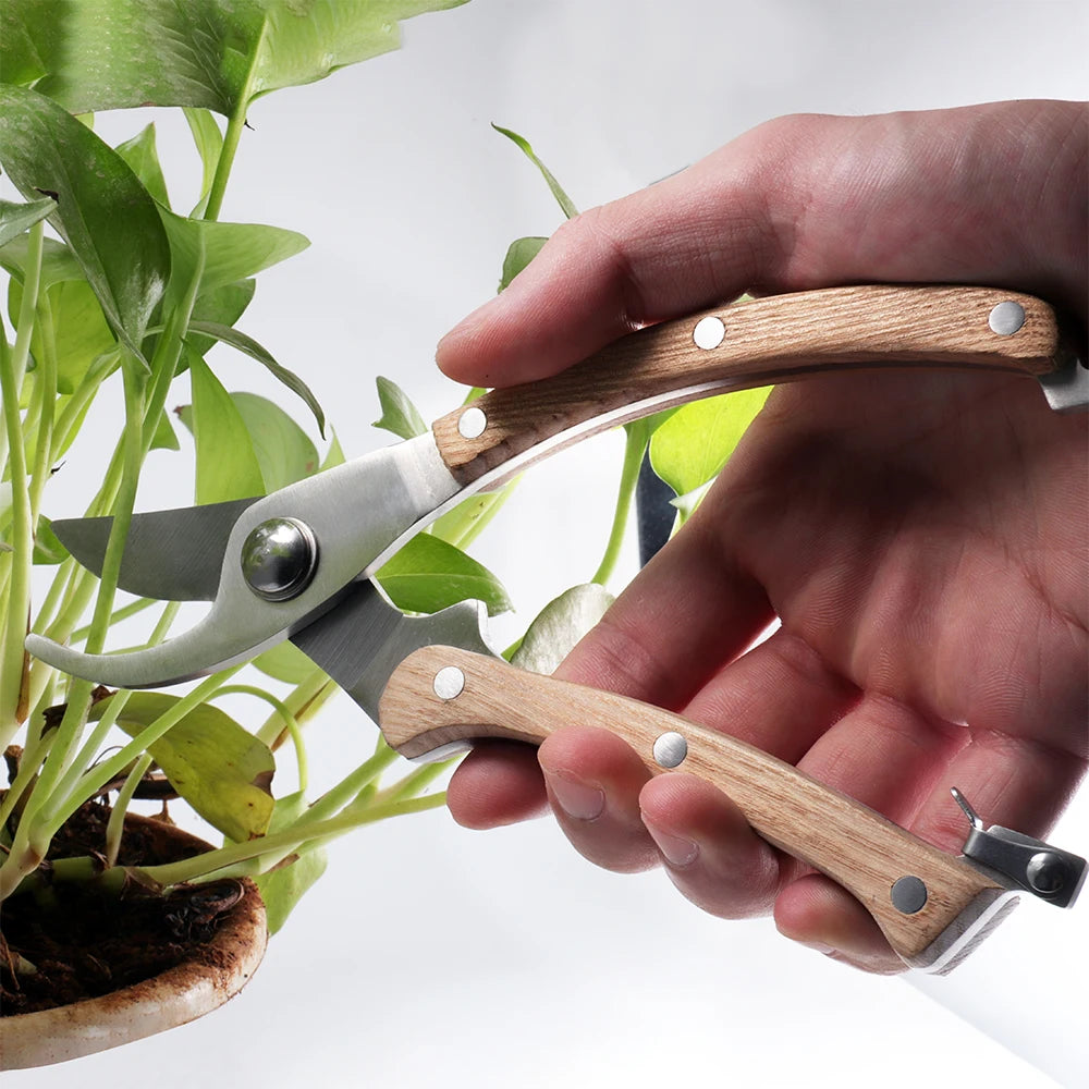 Precision Wood-Handled Pruning Shears