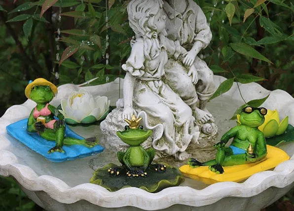 Charming Resin Floating Frog Statue