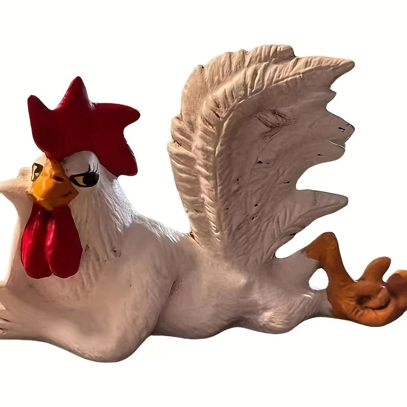 Majestic White Rooster Resin Statue