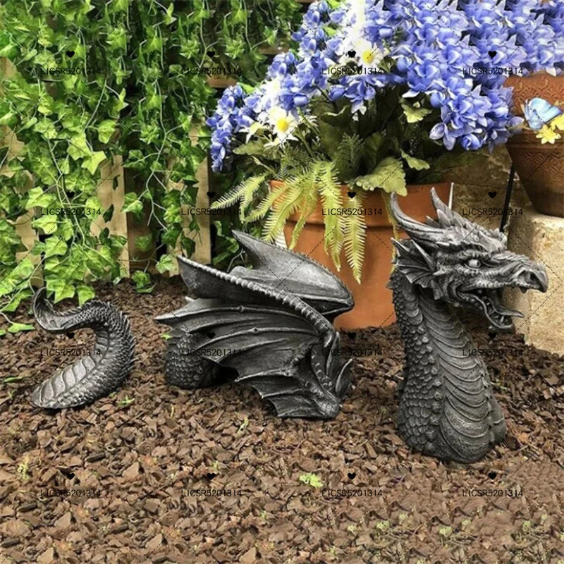 Majestic Gothic Dragon Lawn Sculpture