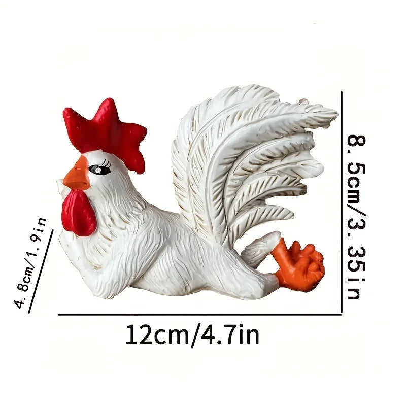 Majestic White Rooster Resin Statue