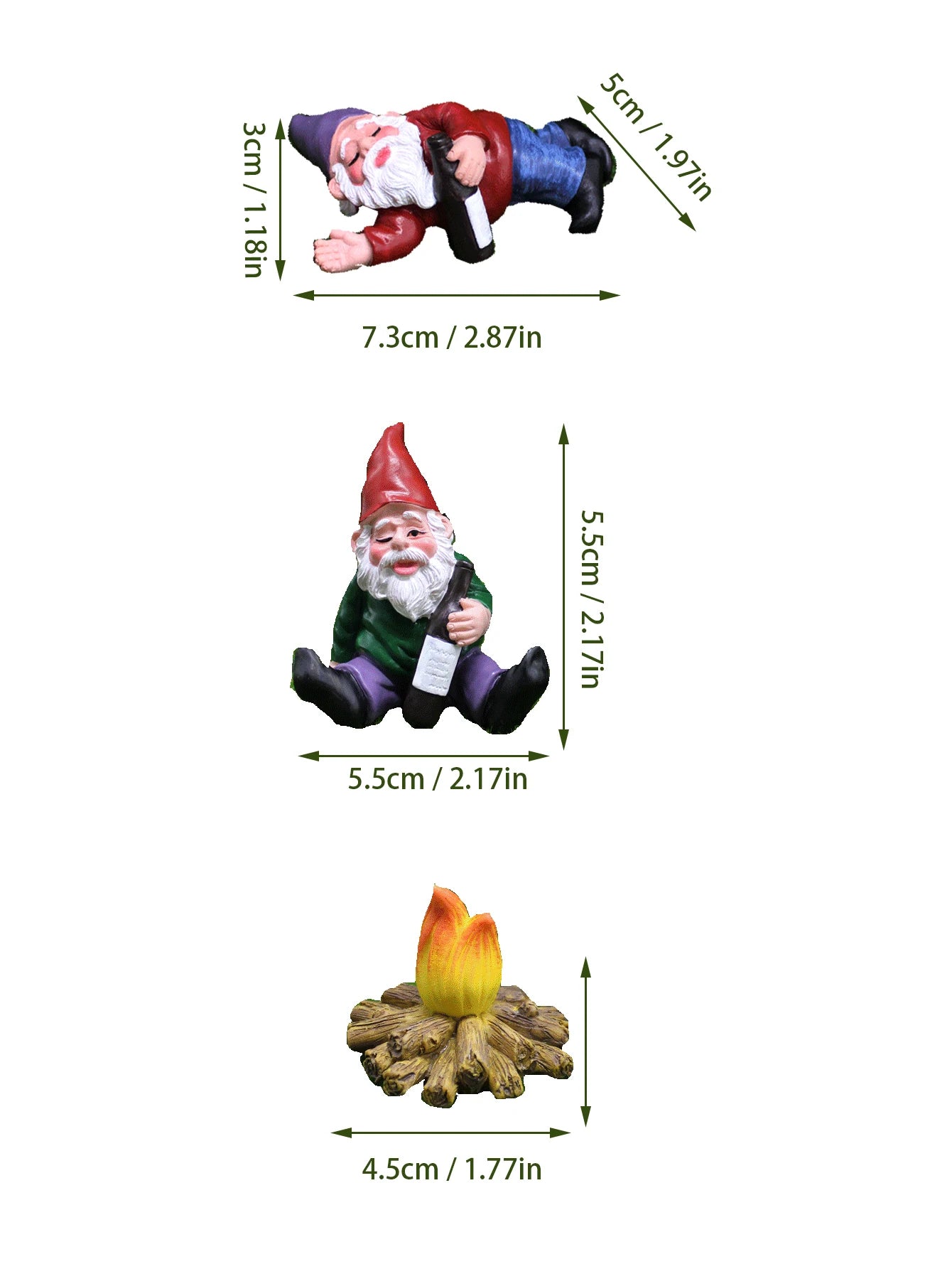 Tipsy Gnomes & Bonfire ornament set