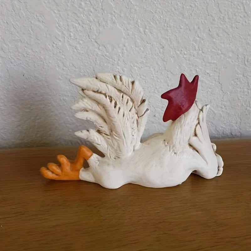 Majestic White Rooster Resin Statue