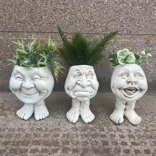 Muggle Face Humorous Resin Flowerpot
